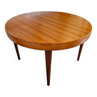 Vintage Scandinavian extendable teak round table, 1960s