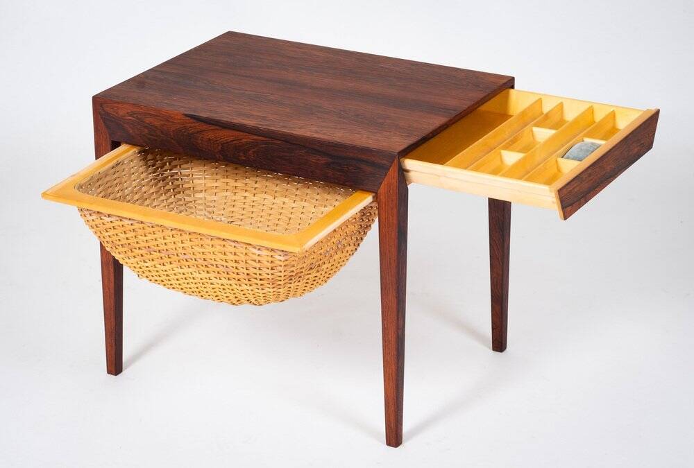 Sewing Table in Rosewood by Severin Hansen for Haslev Furniture Carpentry, 1950s