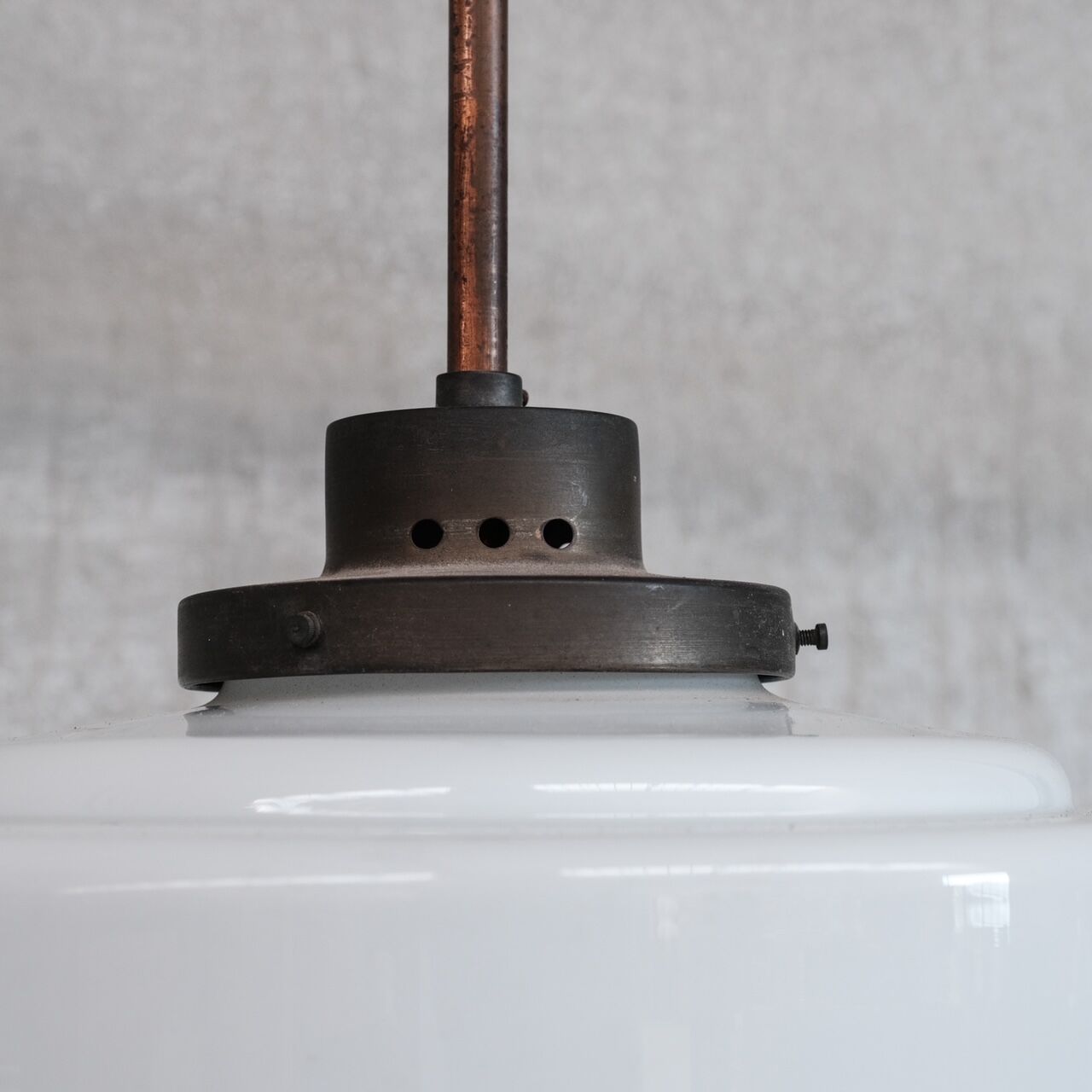 French mid-century brass and opaline pendant light