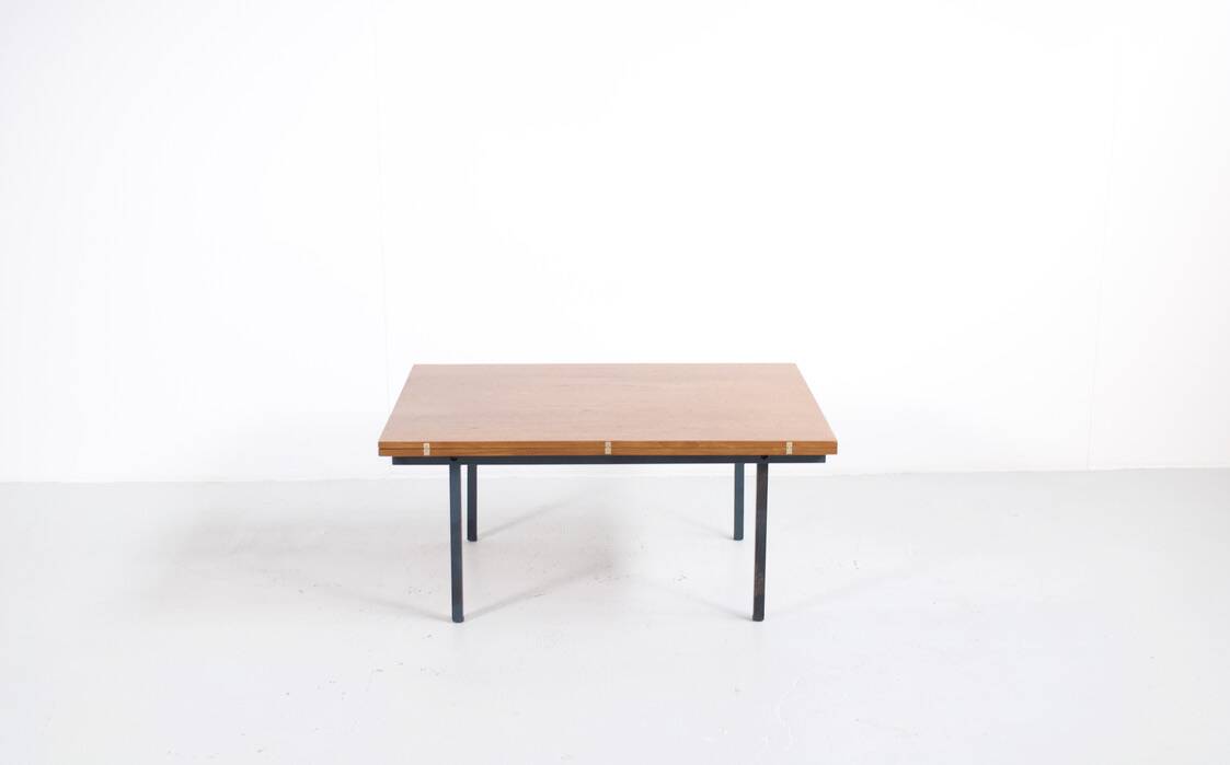 Transformable table teak and steel 1950's french manufacture