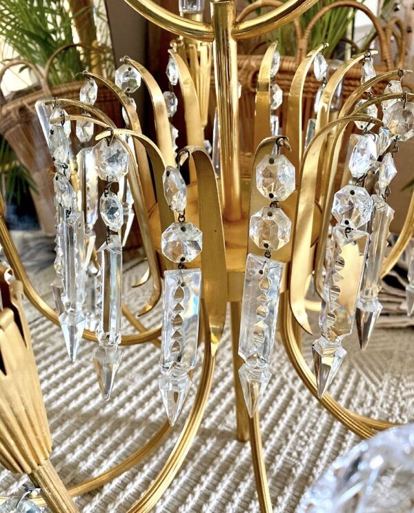 Lustre suspension à pampilles en cristal vintage