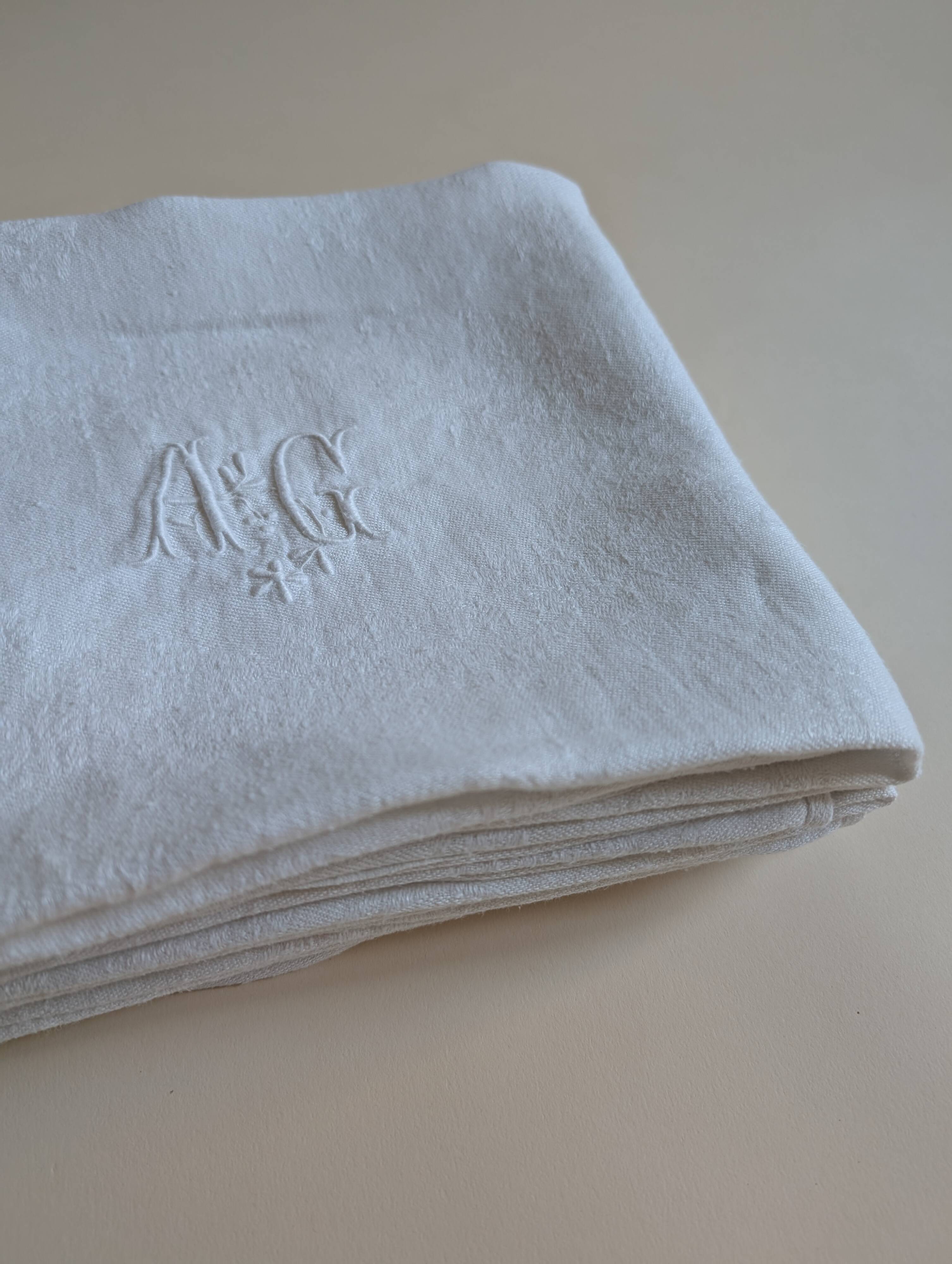 Set of 12 embroidered initial napkins - AG