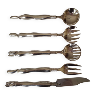 5 silver-plated serving cutlery by sculptor Miguel Berrocal
