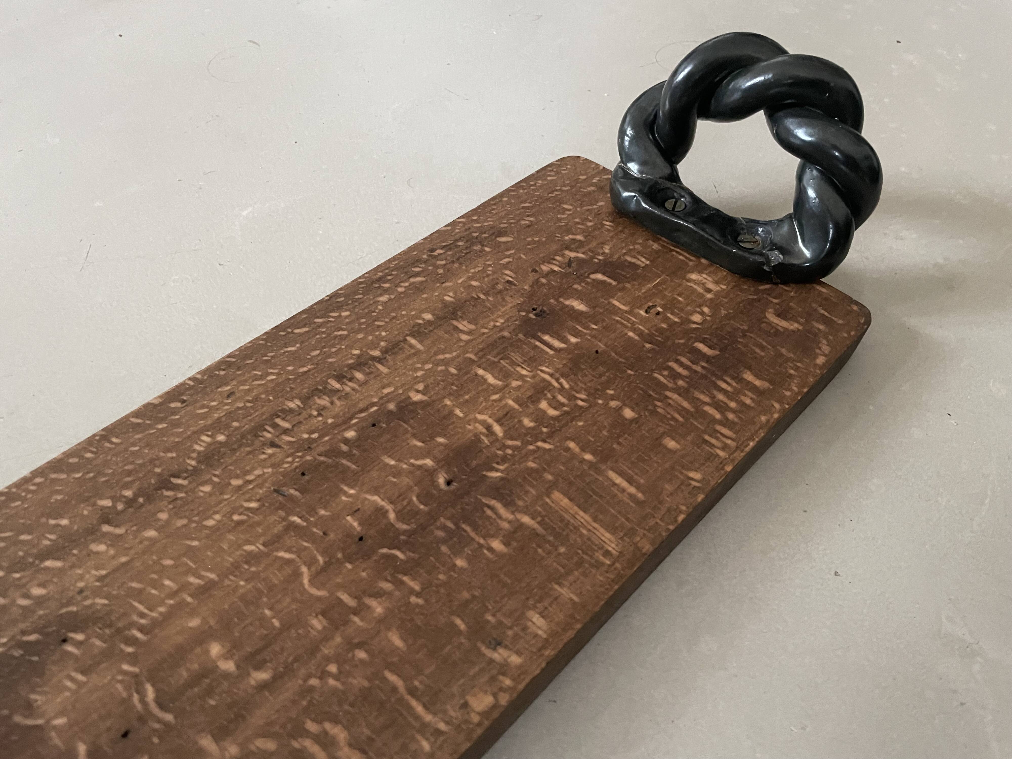 Vintage wooden and ceramic tray