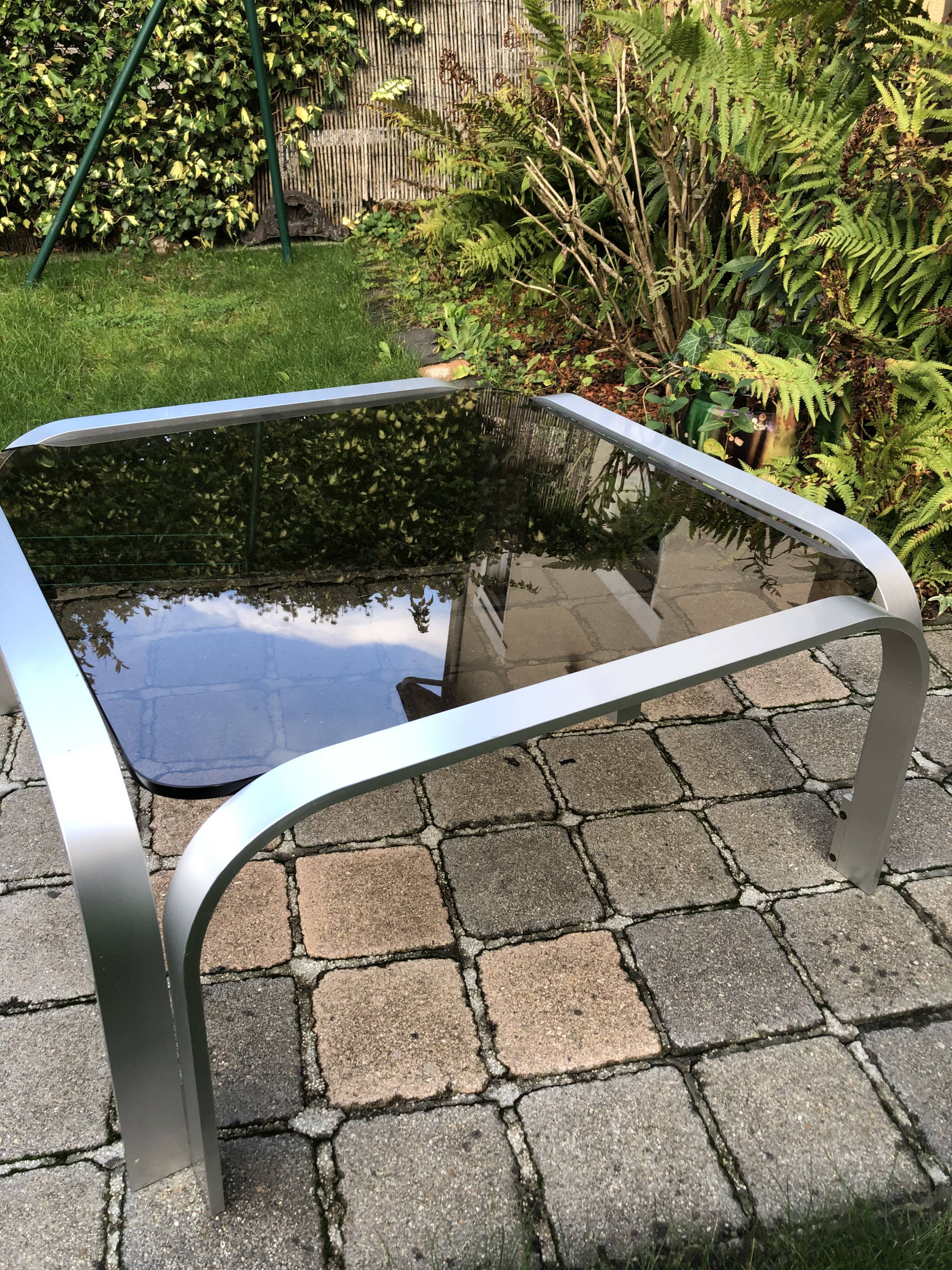Vintage coffee table square smoked glass 1960s-1970s