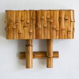 Lampe murale en rotin et bambou de style moderne du milieu du siècle