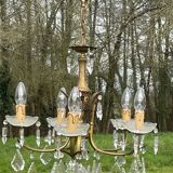 5-light bronze chandelier with glass tassels
