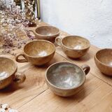 Set 6 cups handmade stoneware