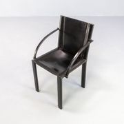 Carlo Bartoli black leather dining chair for Matteo Grassi set/4