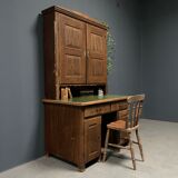 Antique painted pine desk or secretaire with wall unit from Germany late 1800s.