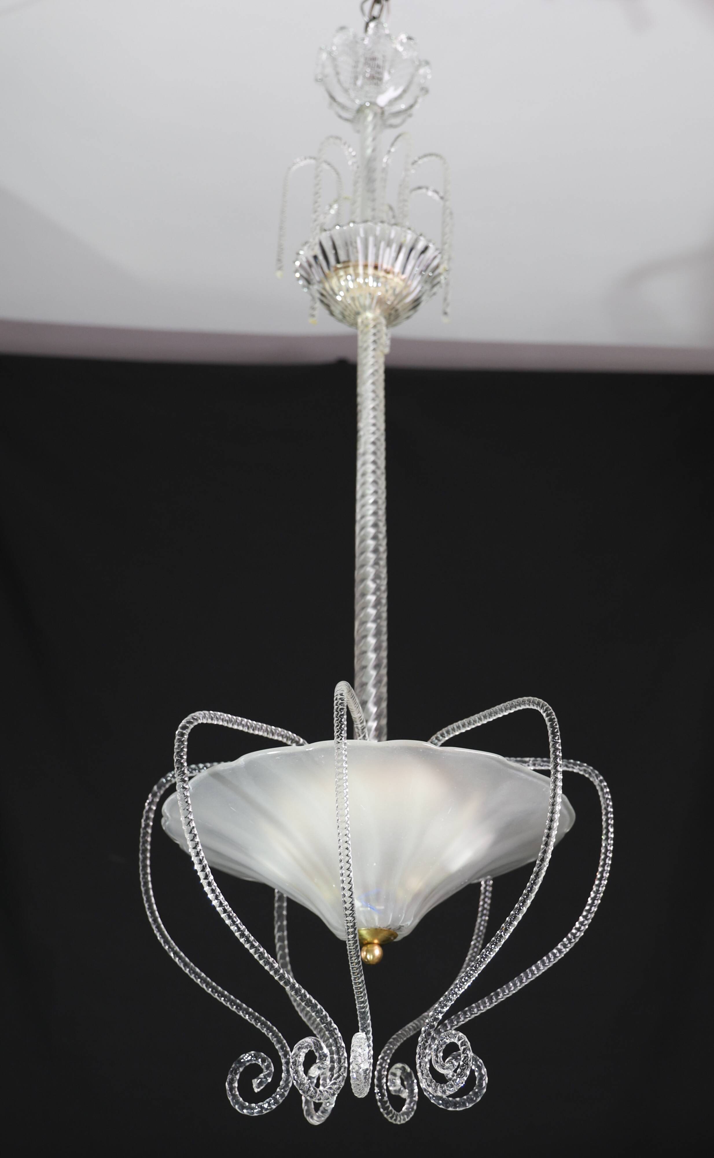 Art Decò Barovier e Toso "Fountain" Murano Glass Chandelier, 1950