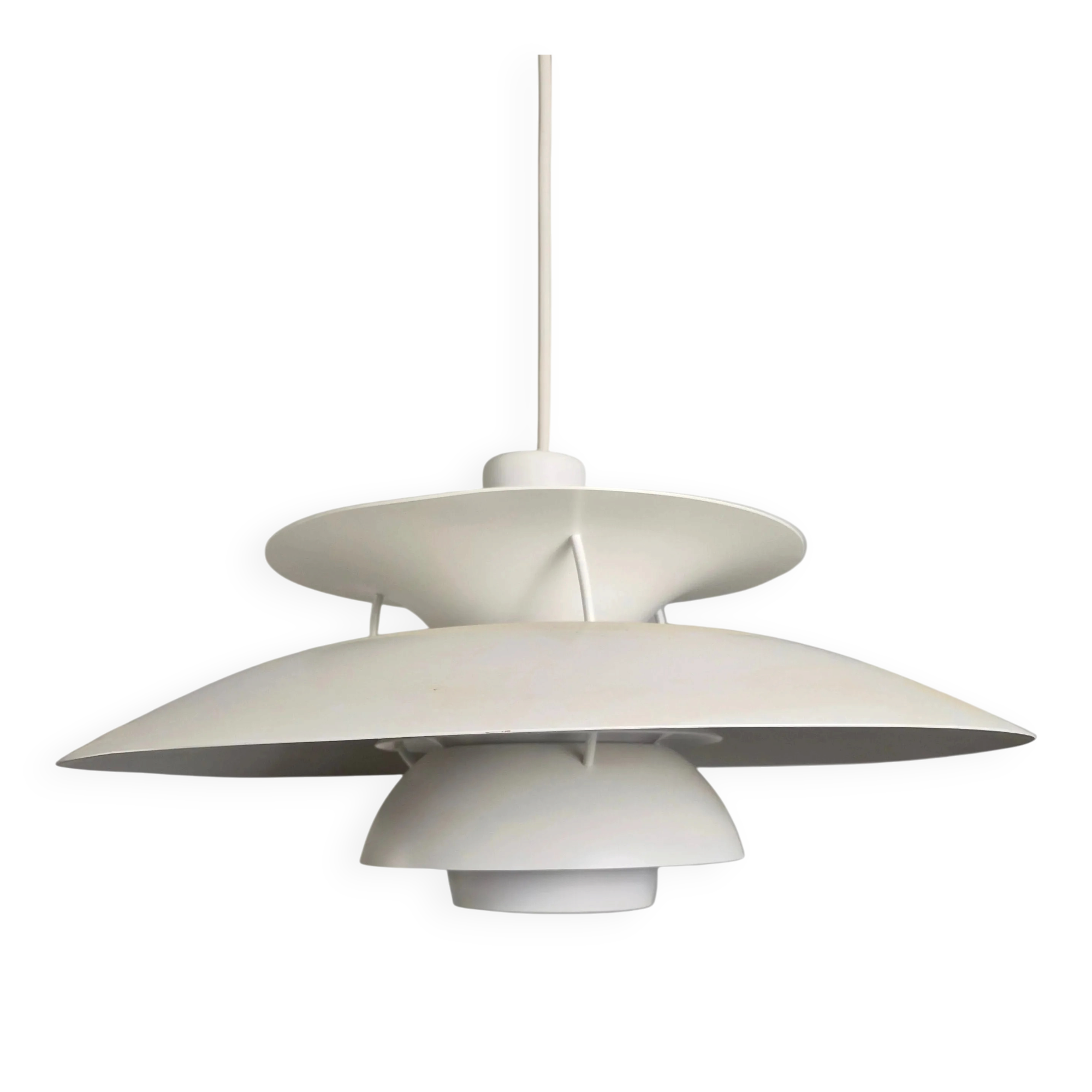 PH5 white pendant model by Poul Henningsen for Louis Poulsen, Denmark 1960