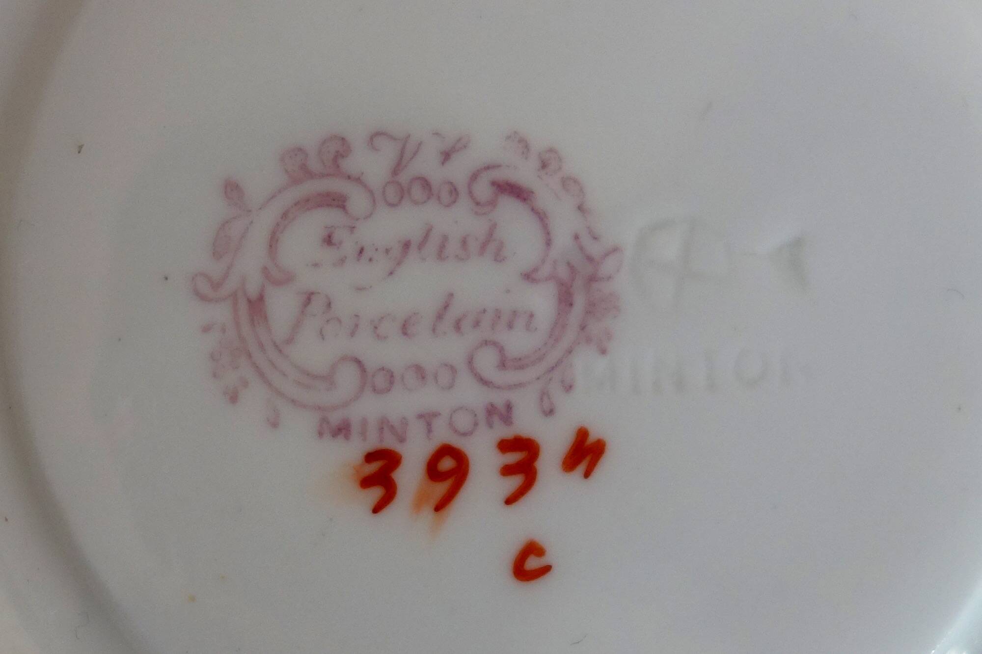 Minton English porcelain tea cup and saucer mid-19th century
