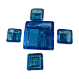 Adorable Vintage Turquoise Blue Glass Square Ashtrays and Trays