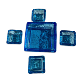 Cendriers Vide Poche Carrés en Verre Bleu Turquoise Vintage