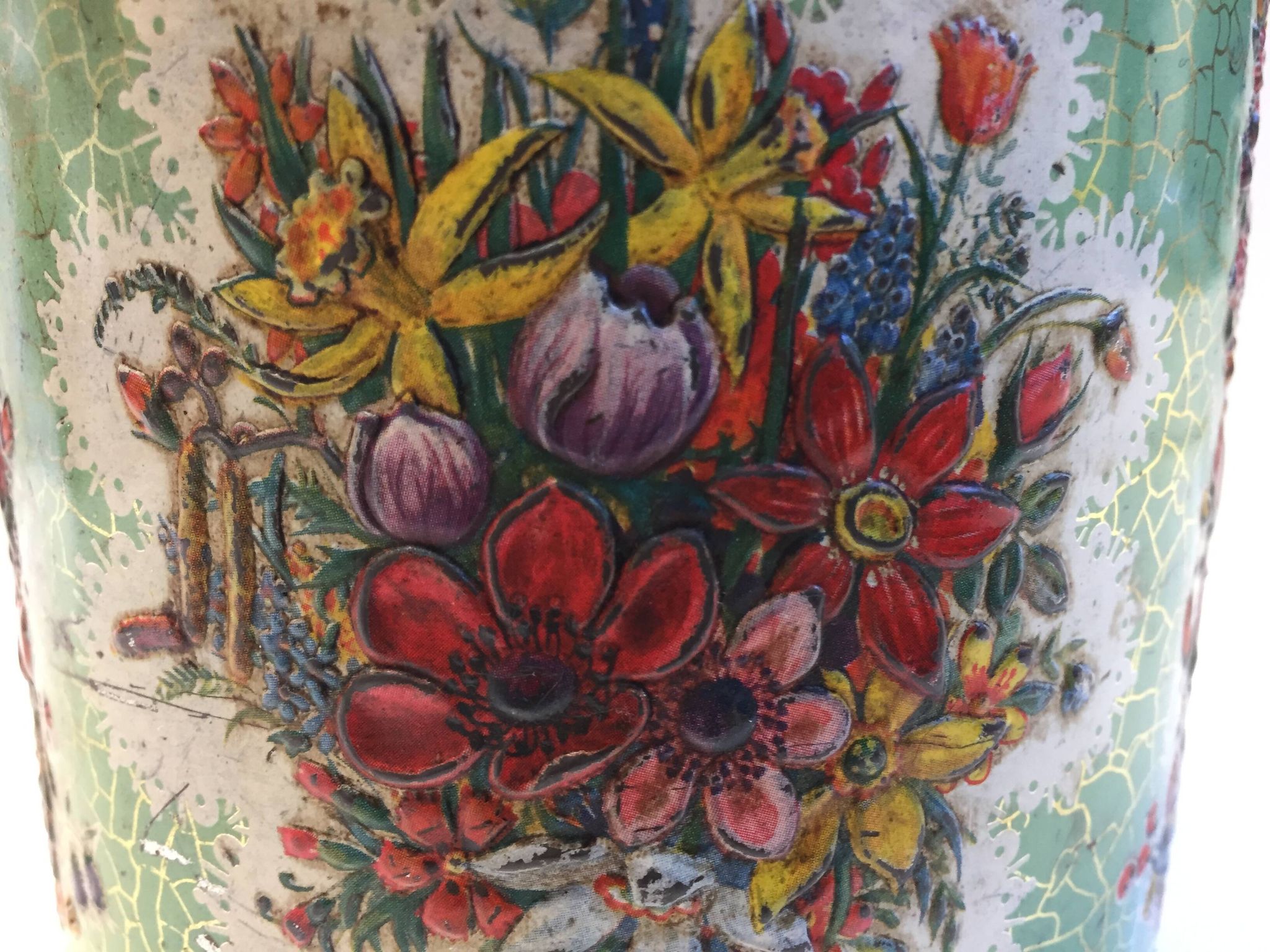 Vintage Tin Container Made in Holland 1950 Biscuit Box Candy Box