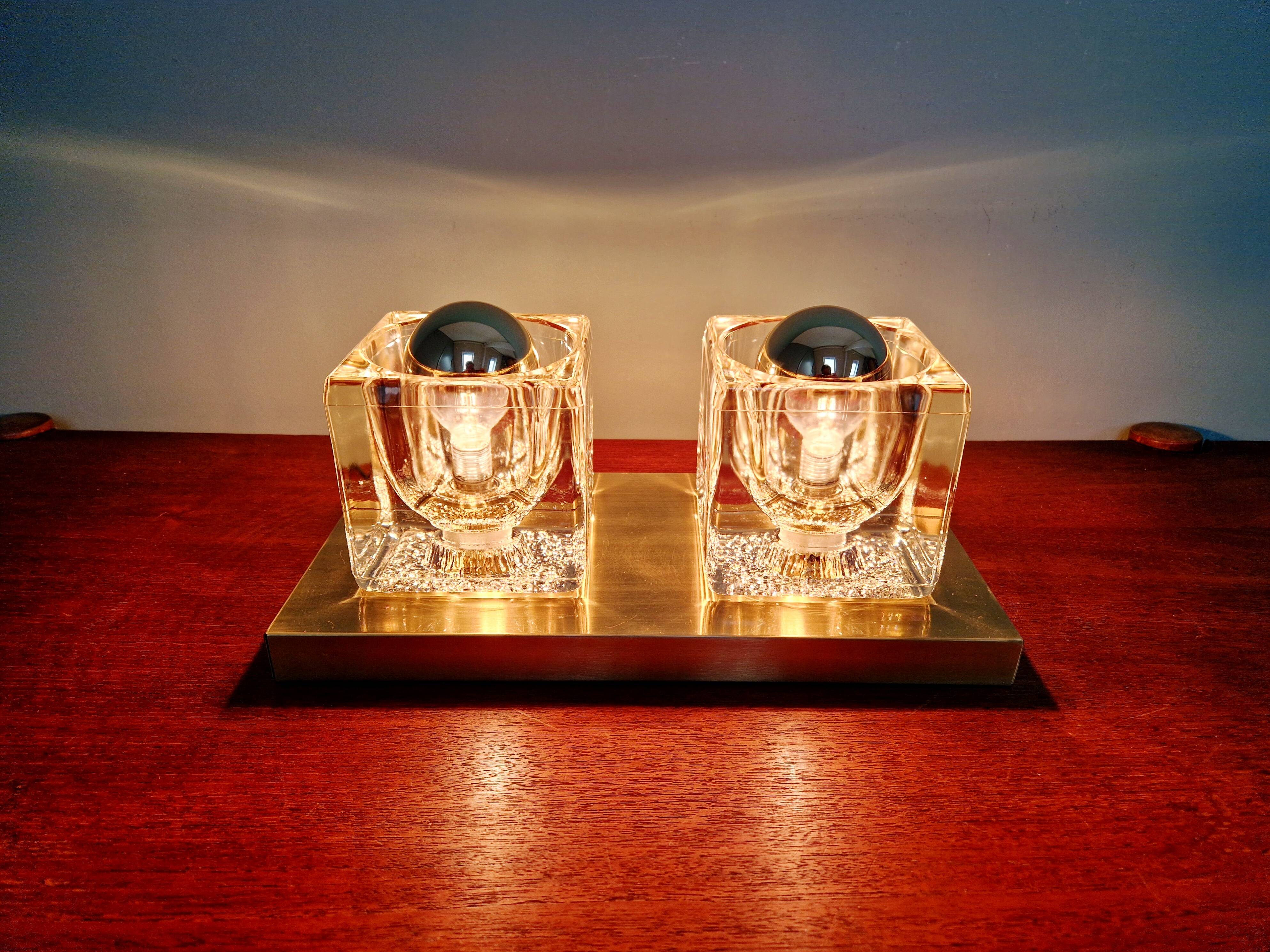 Applique murale double Ice Cube, Peill & Putzler, années 1970