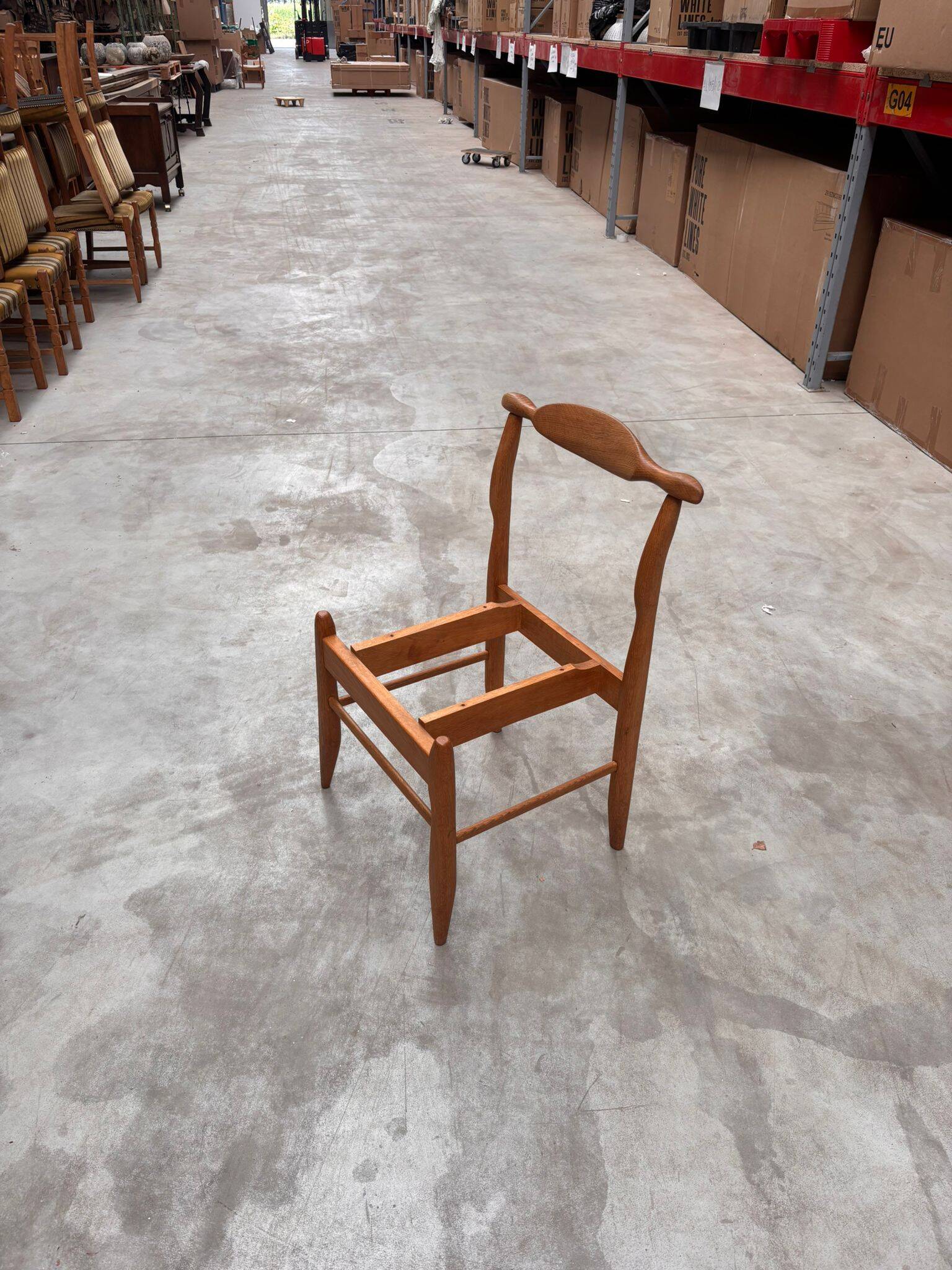 Guillerme et chambron oak 'fumay' mid-century dining chairs