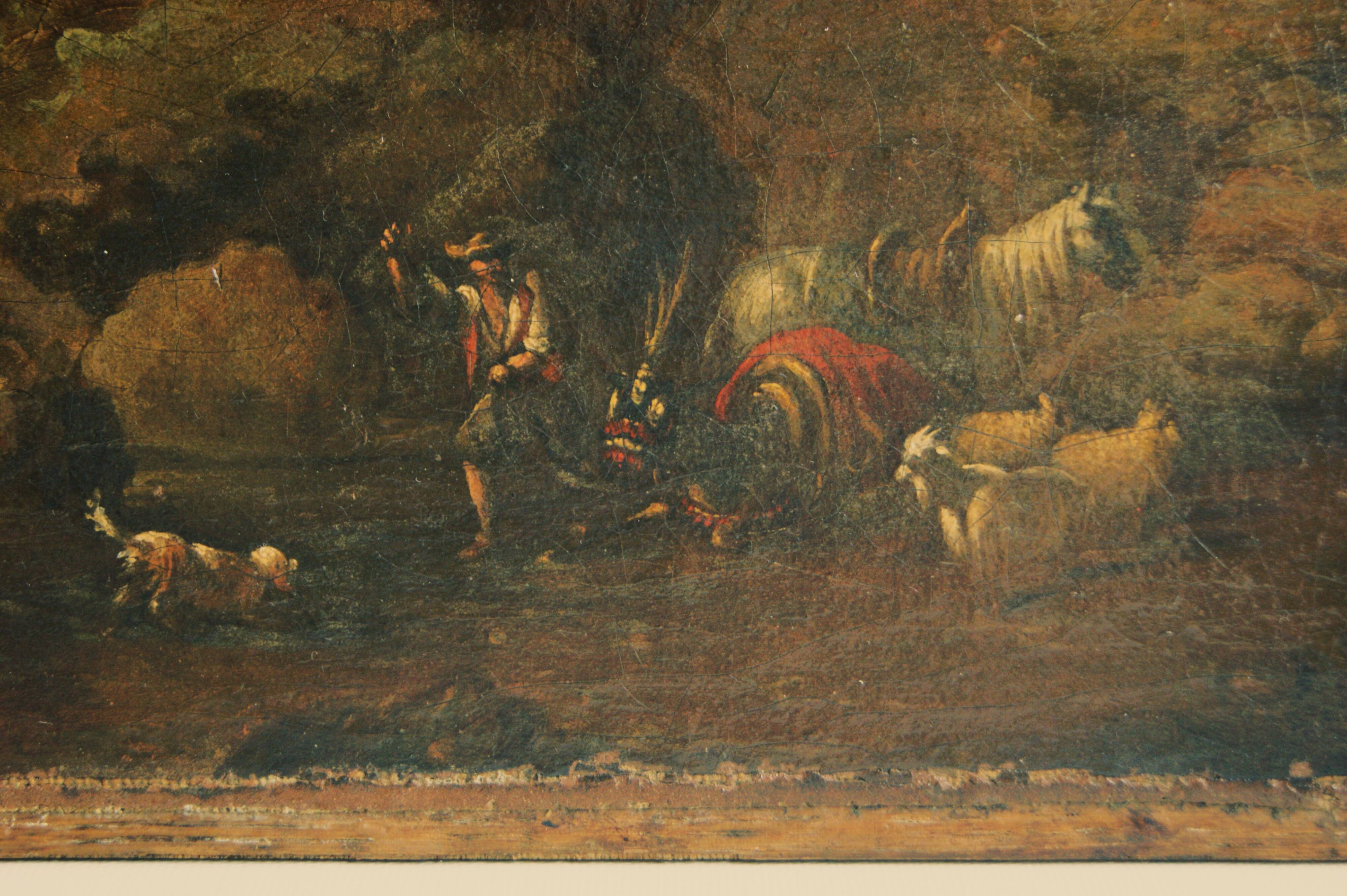 Antique Landscape Painting- early 19th-century - Italian landscape with pastoral scenery.