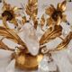 Hand-forged wall lamp gilded with gold leaf and crystals, Italy