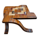 Square coffee table made of marquetry wood.