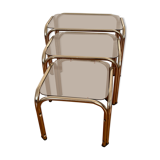 Pull-out tables in vintage smoked glass