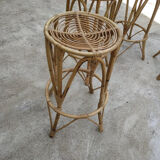 4 vintage rattan stools