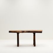 Handmade Oak brutalist table by Mobichalet, Belgium 60s.