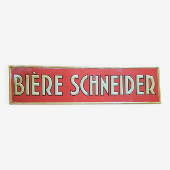 Old sheet metal plate "Schneider Beer" 20x79cm 50's