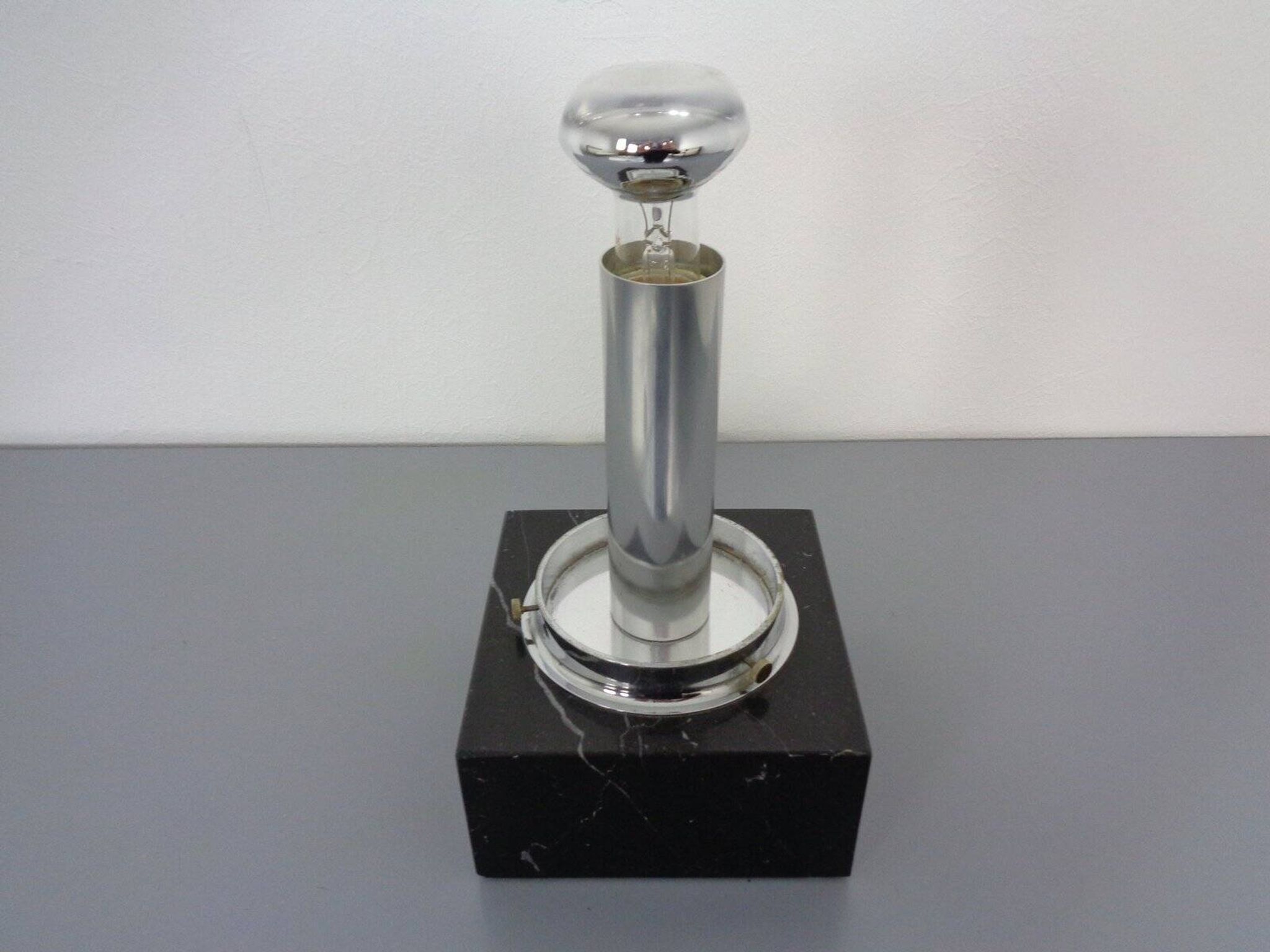 Large glass globe and marble table lamp from Erco, 1960s.