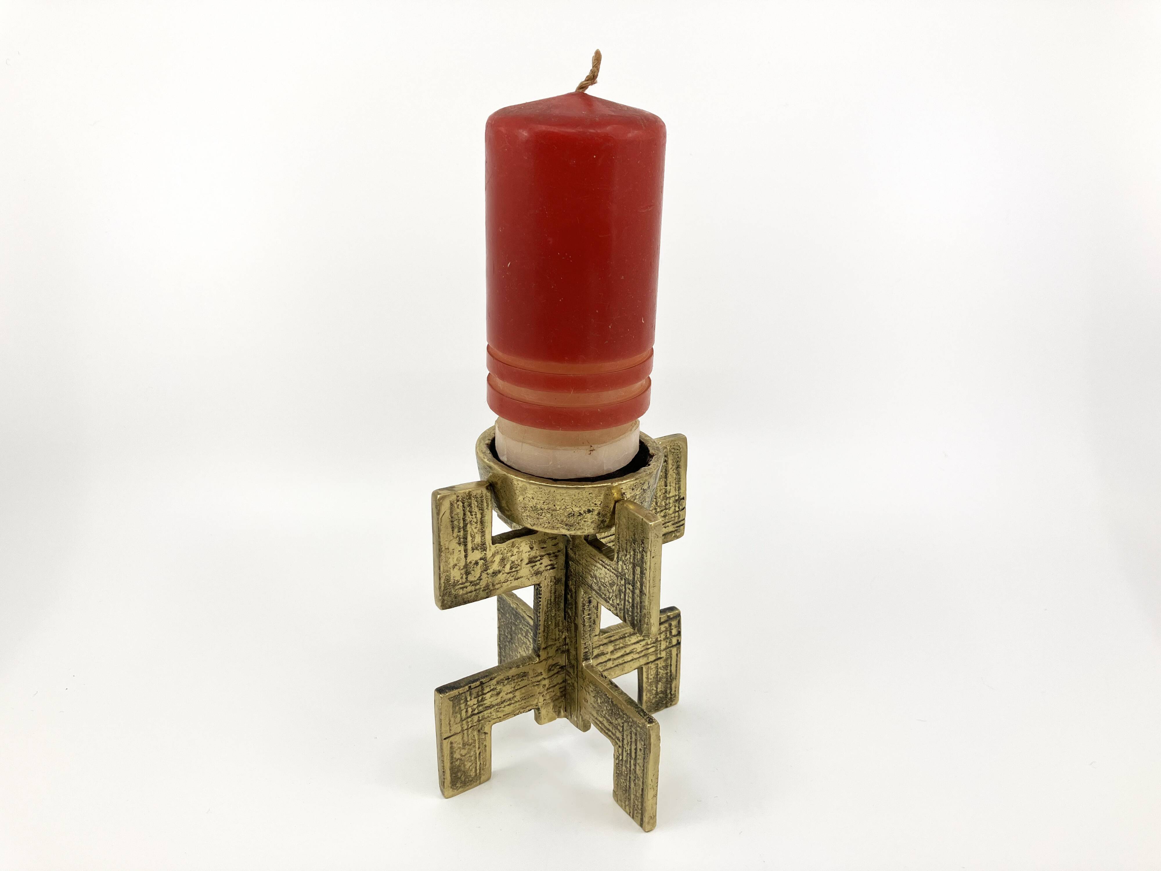 Brutalist candlestick • Austria • Brass • 1970