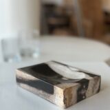 Symmetrical multicolored petrified wood soap dish