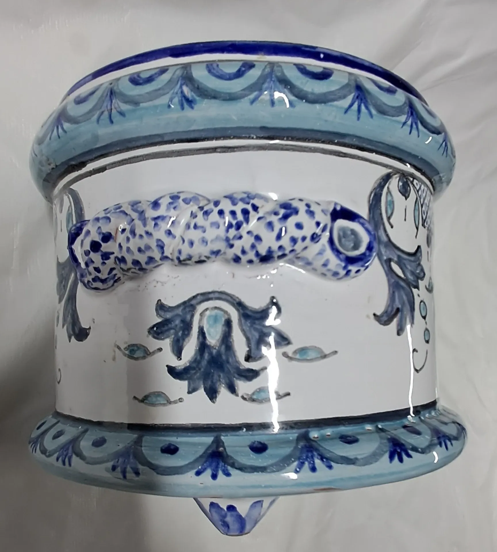 Nevers earthenware cache-pot. 20th century.