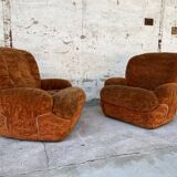 Pair of vintage velvet armchairs 1970 Italy