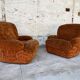 Pair of vintage velvet armchairs 1970 Italy
