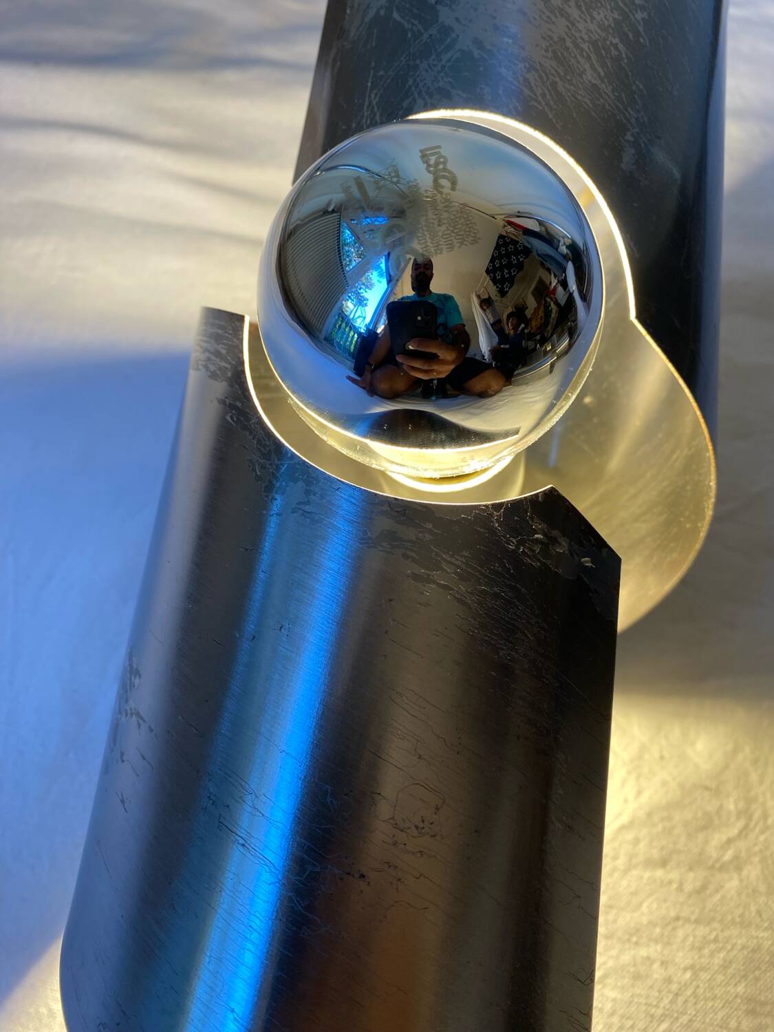 Brushed stainless steel wall light by Oxar France, vintage 1970s
