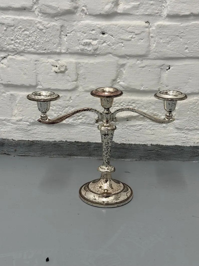 Bougeoir vintage argenté à 3 bras
