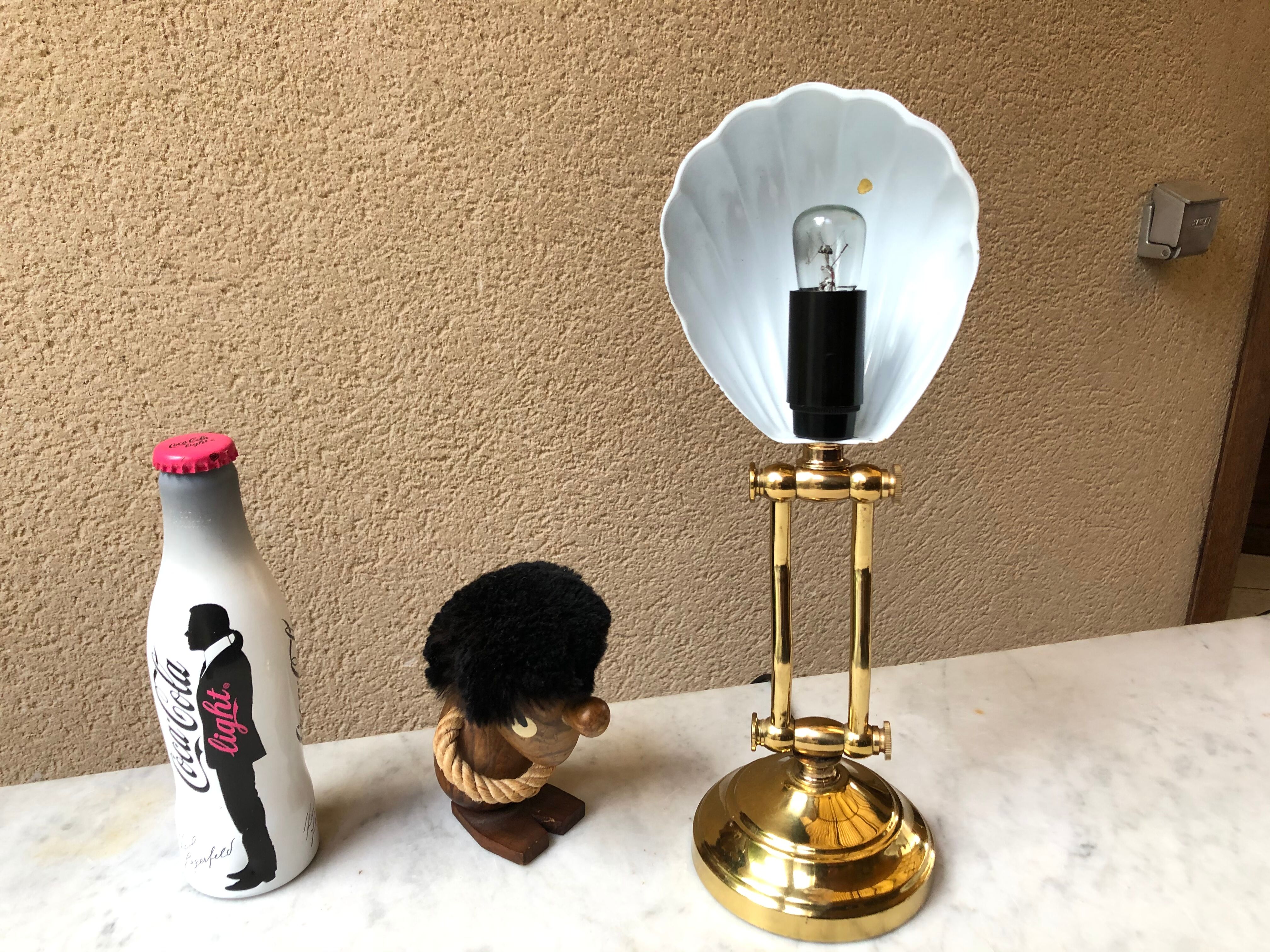 Vintage shell bedside lamp design 80 brass solid