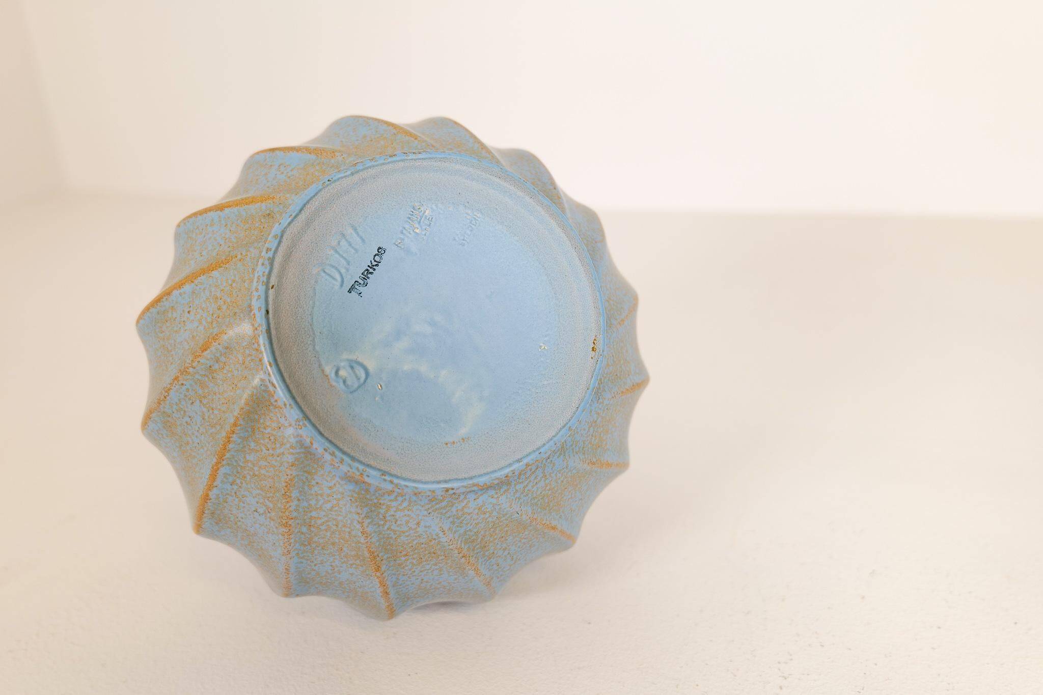 Paire de vases en céramique "Turkos" de style milieu du siècle, Ewald Dahlskog, Bo Fajans, Suède