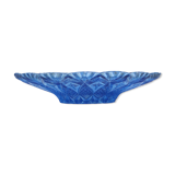 Coupe à fruits en verre pressé bleu, France