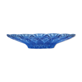 Rare French Fruit Bowl Blue Pressed Glass 33cm
