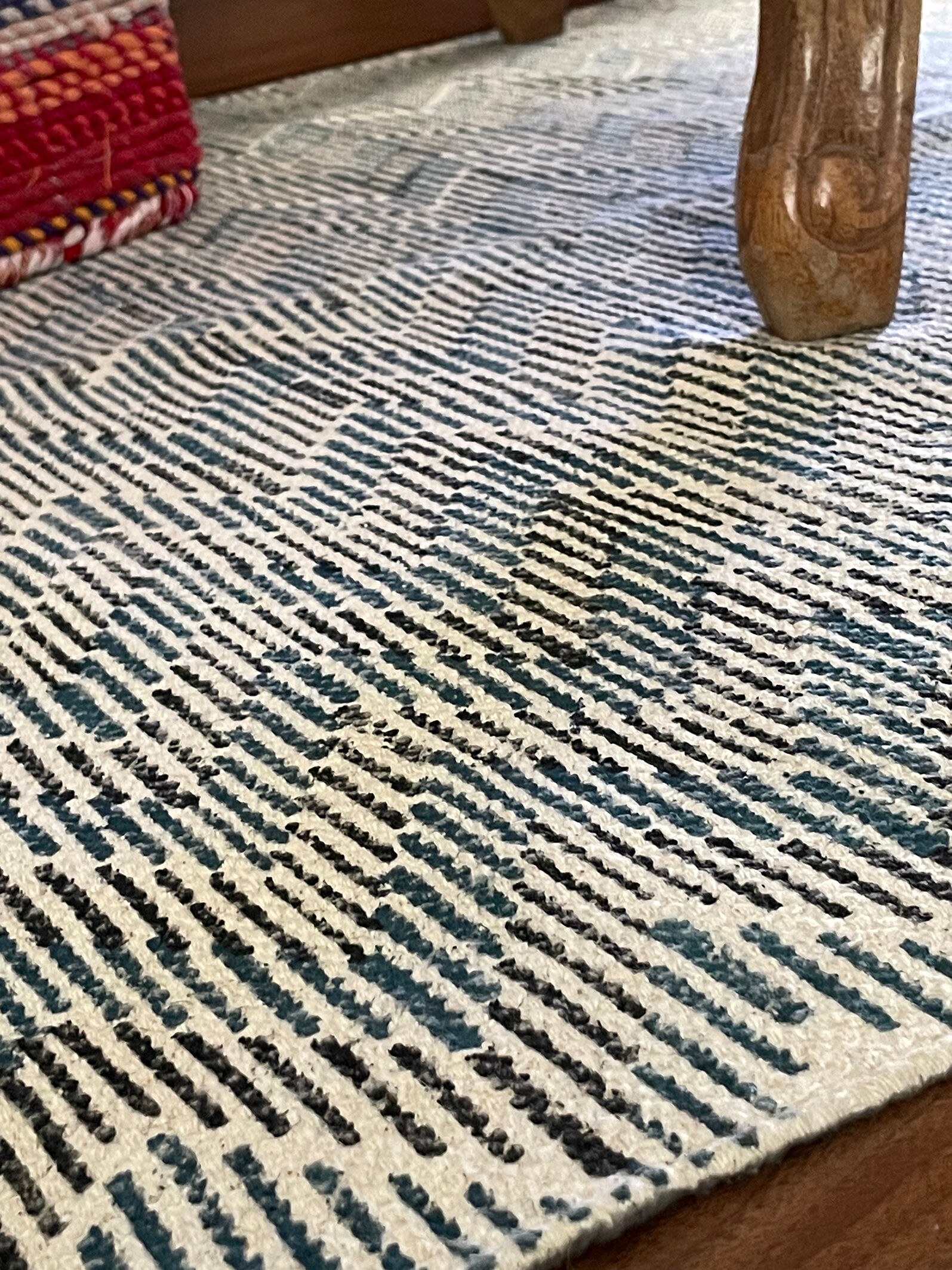 Cotton hand weaved hand block printed picnic rug