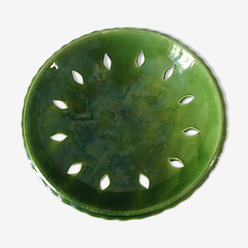 Compotier in open green earthenware