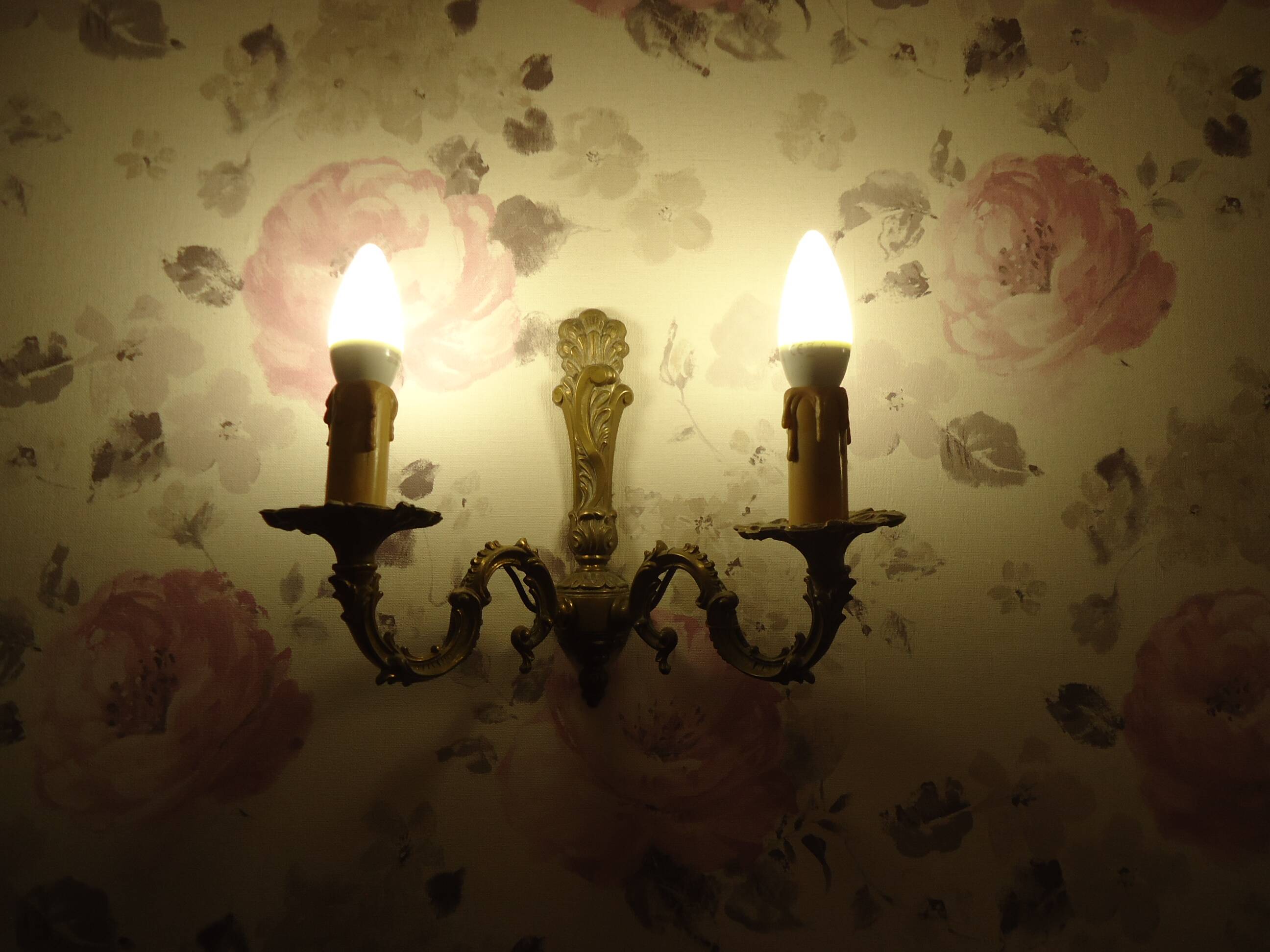 Lustre 5 braches + 2 appliques bronze