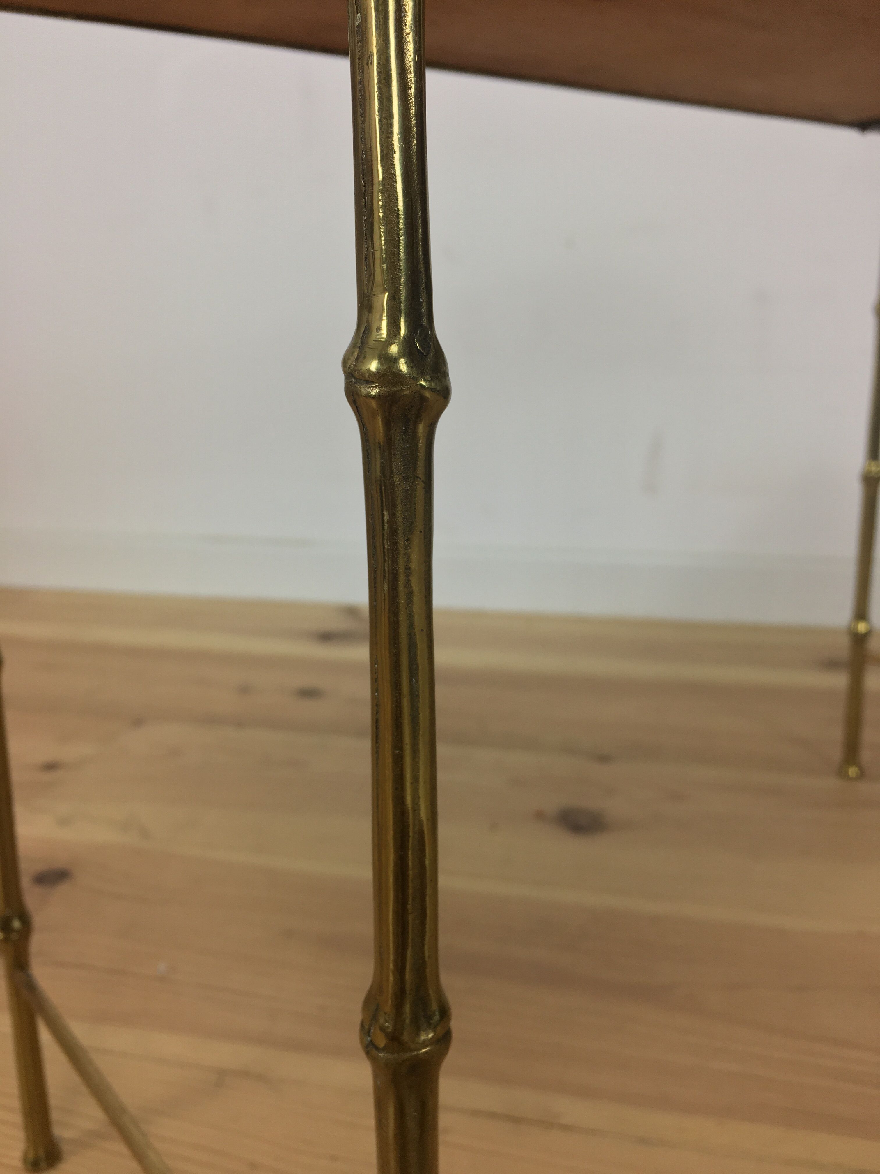 Brass side table, golden bamboo, 1950s