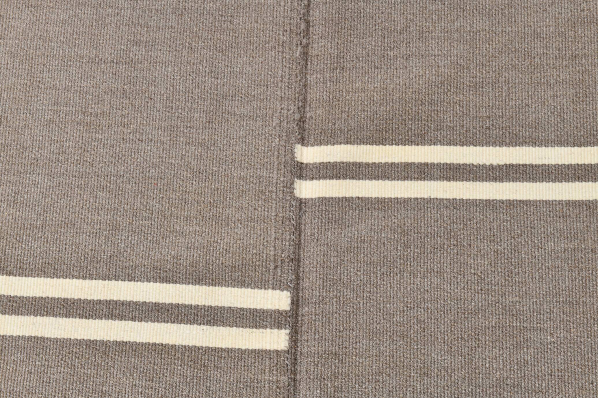 8x10 Gray Beige Vintage Kilim Rug, 235x317Cm