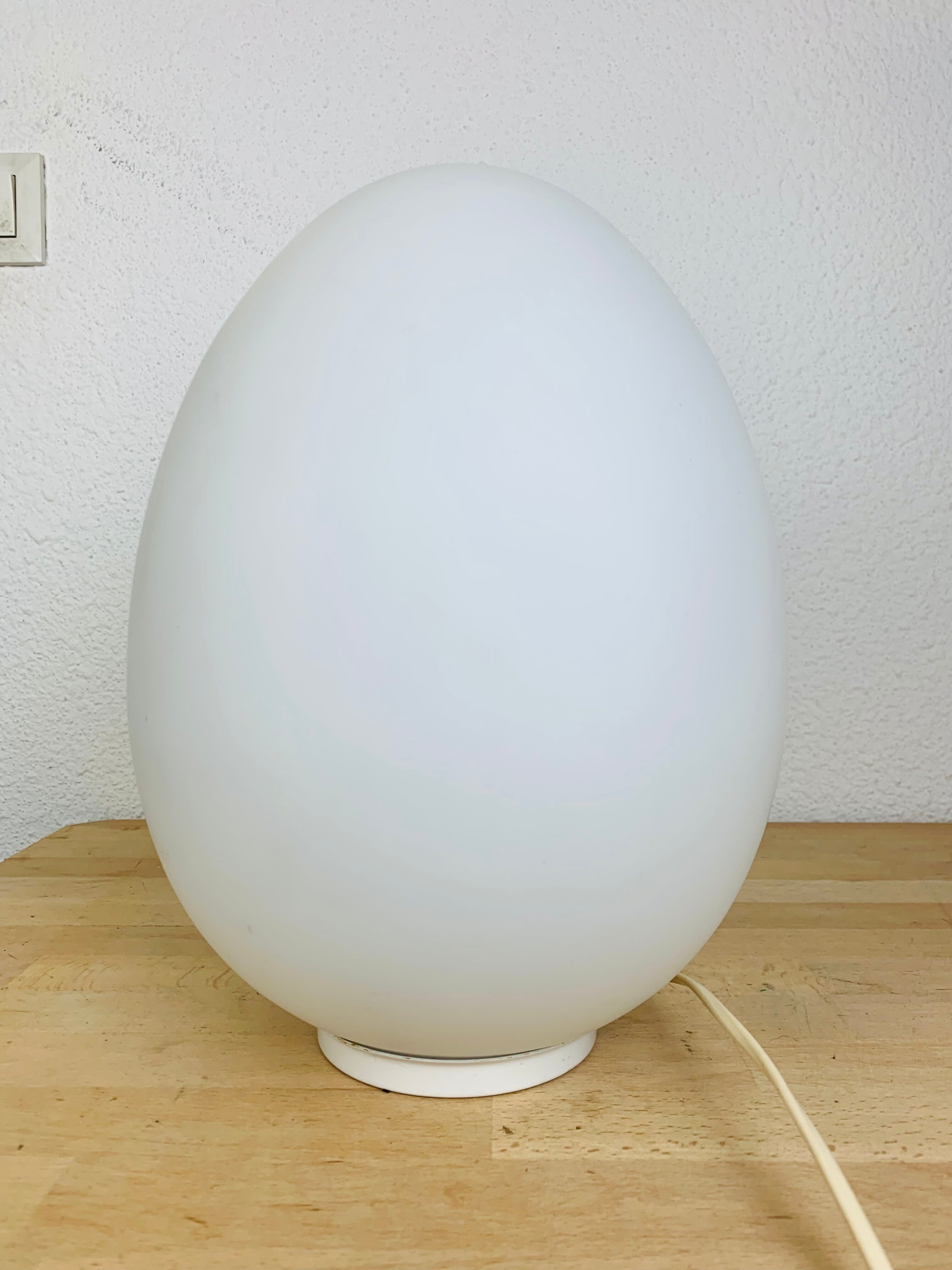 Domec egg lamp, white glass, 70s