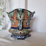 Antique ceramic macetero Barbotines Onnaing Siglo XIX Art Nouveau