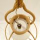Suspension globe en opaline blanche  et corde tressé