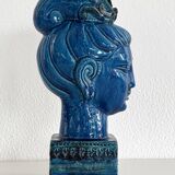 Aldo Londi for Bitossi Kwan Yin Buddha Rimini Blu, Italy, 1970s